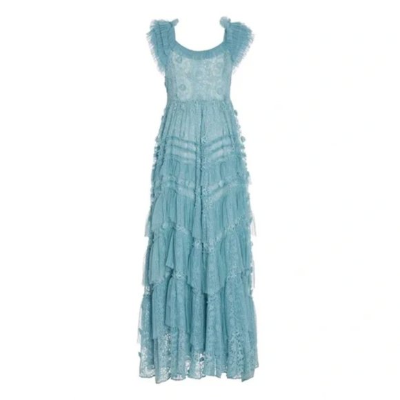 LoveShackFancy Xena Ruffled Lace-Mesh Gown - Picture 5 of 5